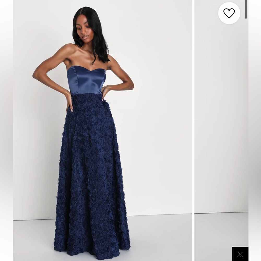 Lulu’s Navy Blue Strapless Maxi Dress
